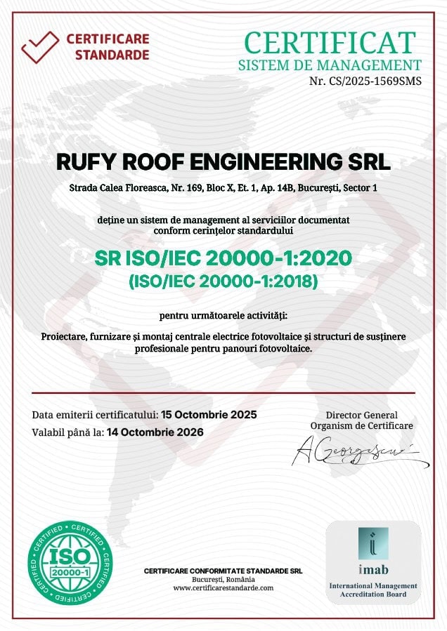 Certificat ISO 200001 RUFY ROOF ENGINEERING Certificari