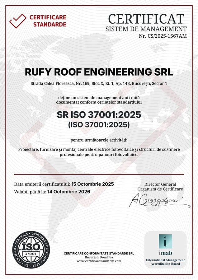 Certificat ISO 37001 RUFY ROOF ENGINEERING Certificari