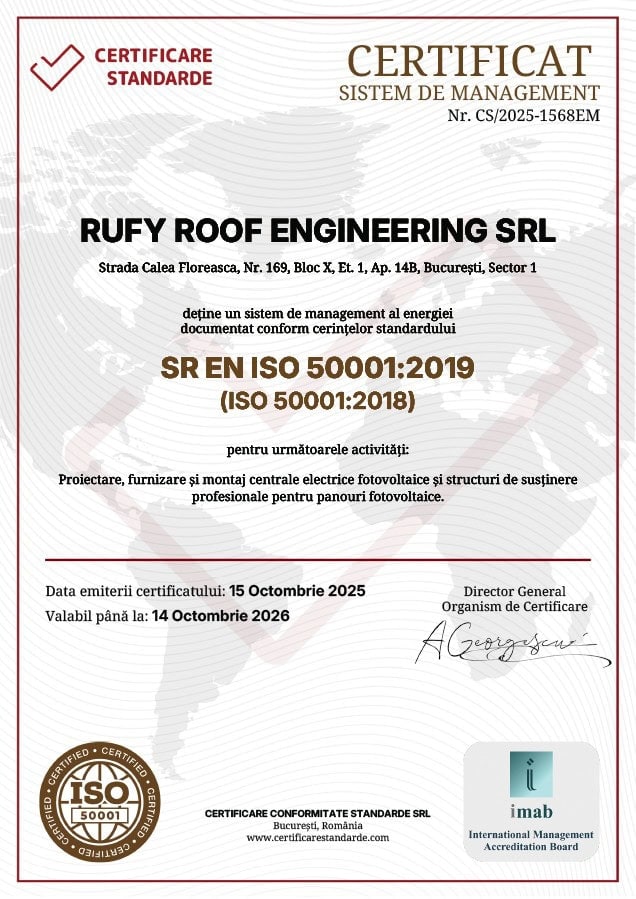 Certificat ISO 50001 RUFY ROOF ENGINEERING Certificari